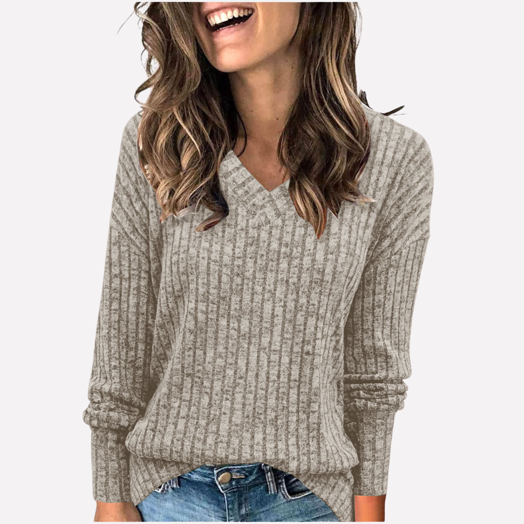 Vrouwen V-hals Lange Mouwen Top