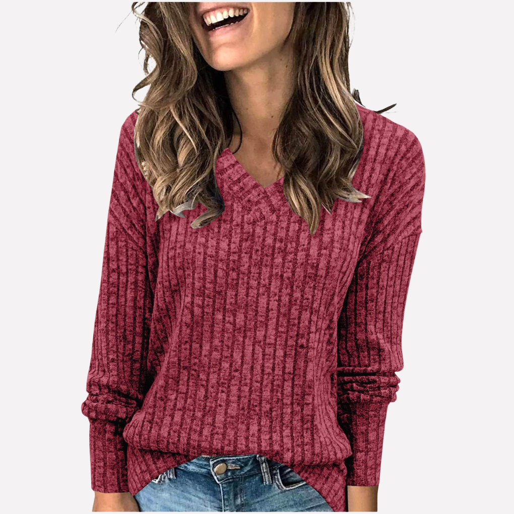 Vrouwen V-hals Lange Mouwen Top