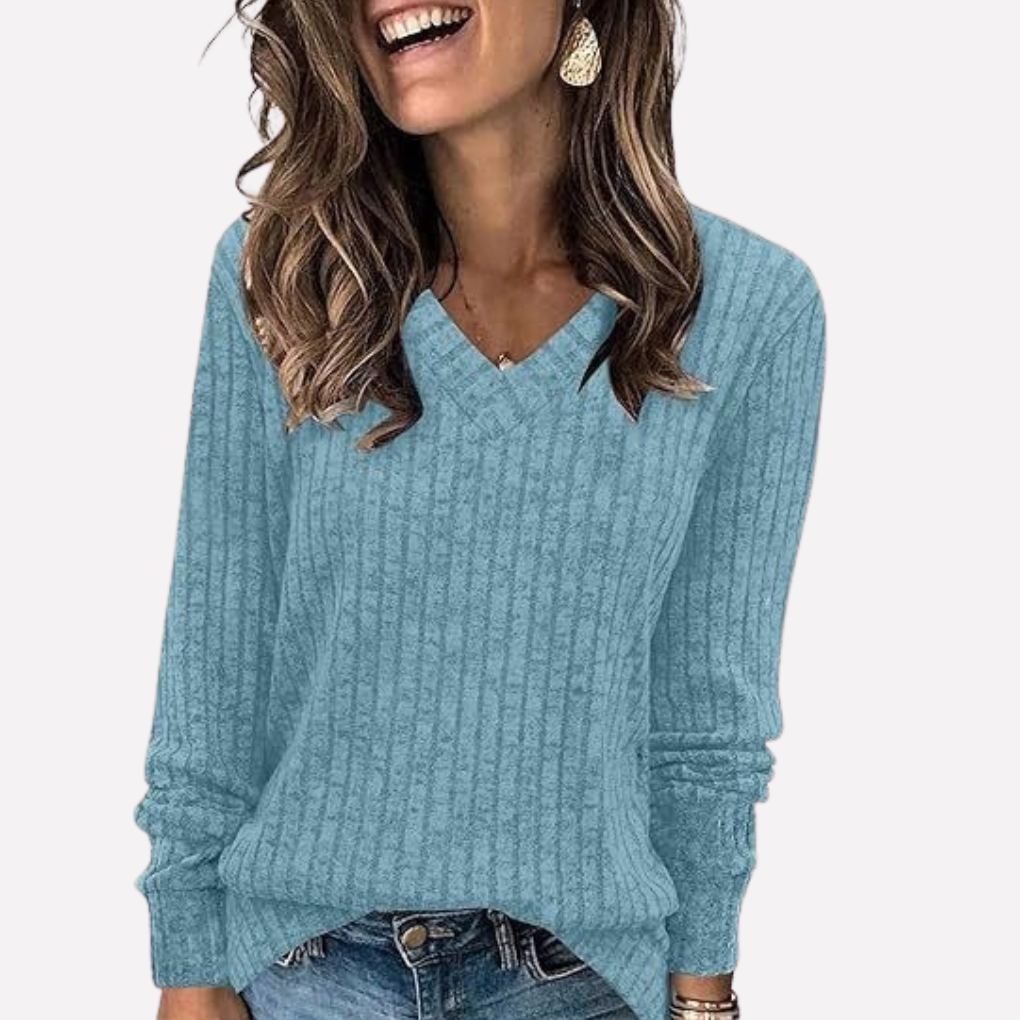 Vrouwen V-hals Lange Mouwen Top