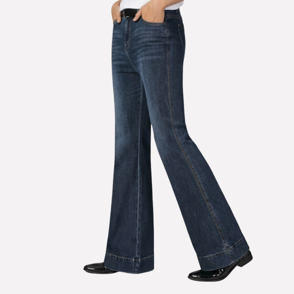 Vrouwen Jeans met Hoge Taille en Brede Pijpen