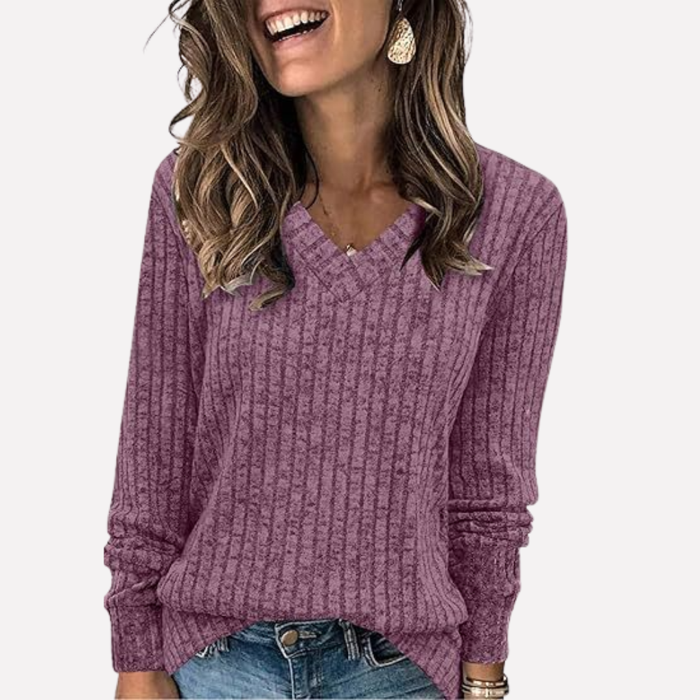 Vrouwen V-hals Lange Mouwen Top