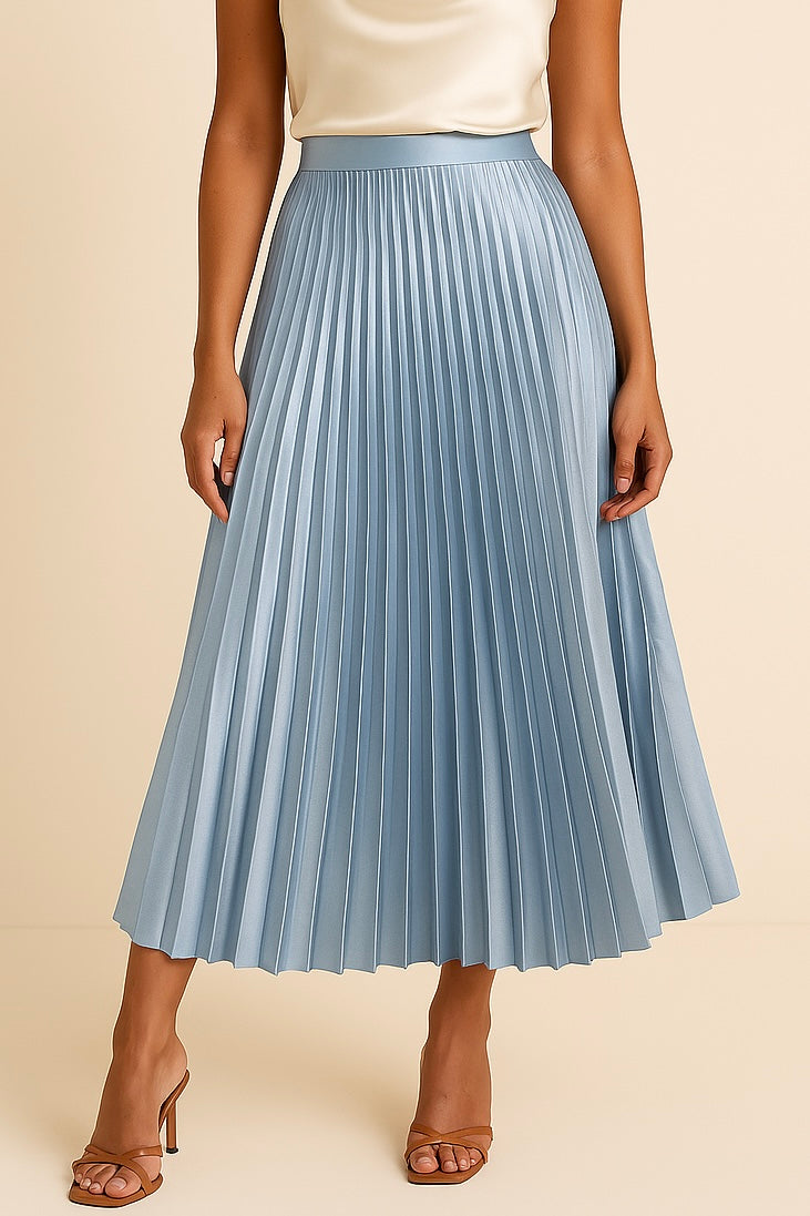 Elva – Satijnen Plissérok Hoge Taille