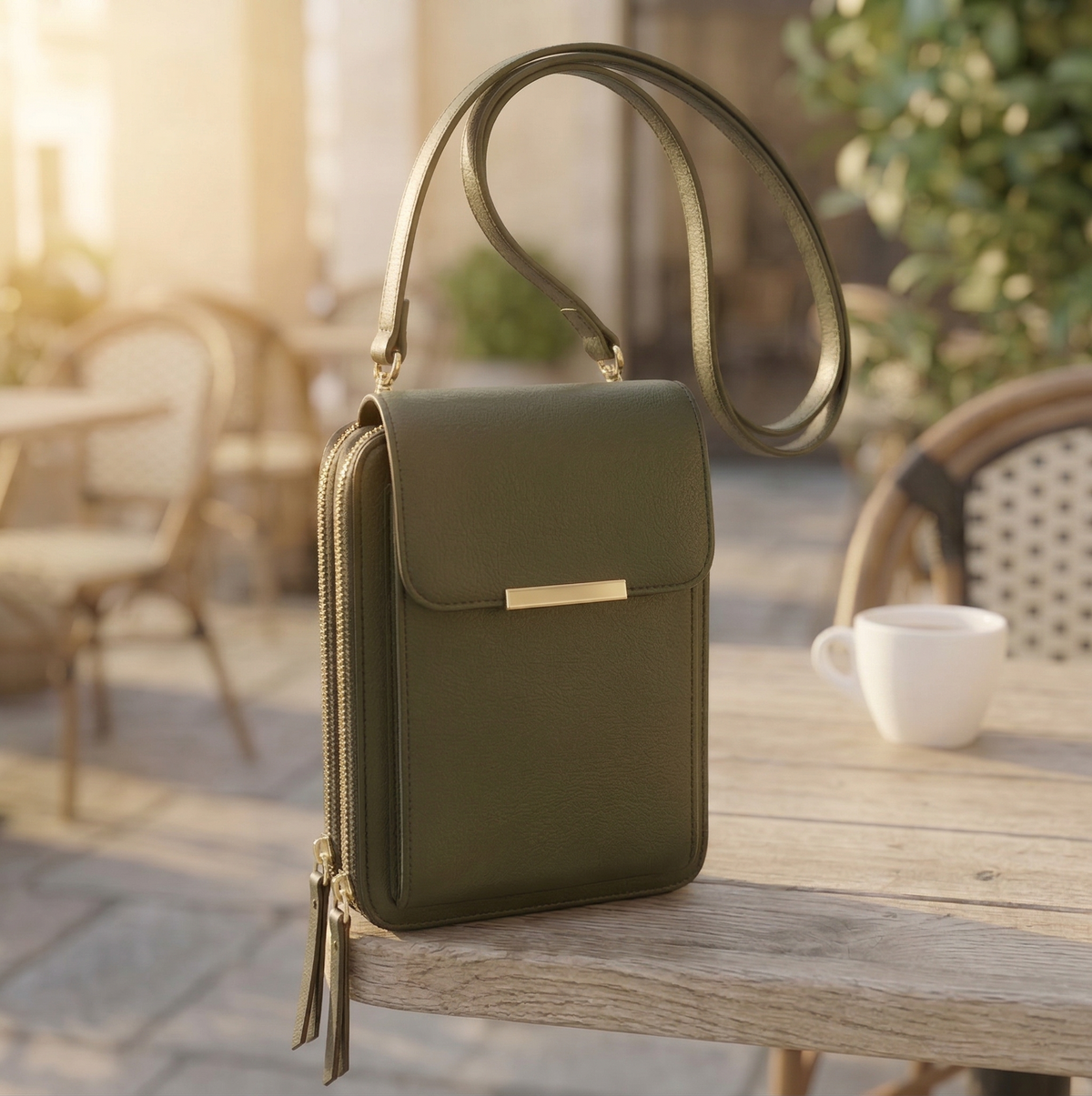 Dames crossbody telefoonportemonnee met touchscreenvenster