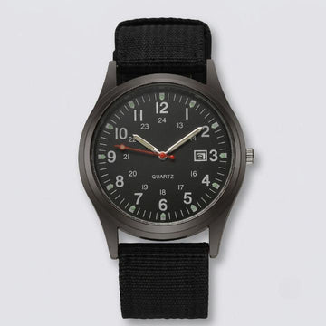 Militair horloge met nylon band – waterdicht, schokbestendig, met lichtgevende wijzers