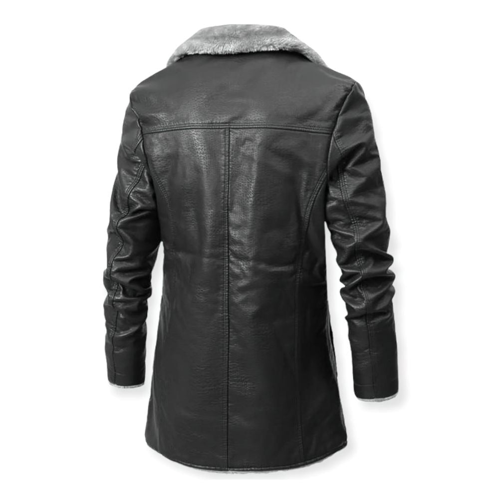 Tijdloos lange leren Jas Met Sherpa fleece Voor Heren - Matthew