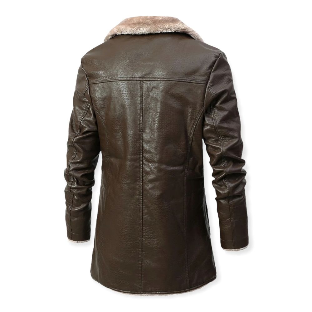 Tijdloos lange leren Jas Met Sherpa fleece Voor Heren - Matthew