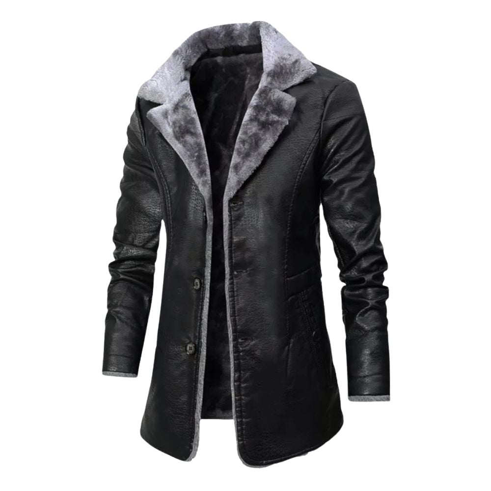 Tijdloos lange leren Jas Met Sherpa fleece Voor Heren - Matthew