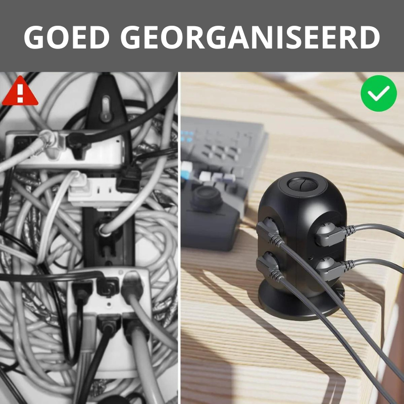 EasyBright - Multifunctionele Stekkertoren - 4-USB Aansluitingen En 8 Stopcontacten