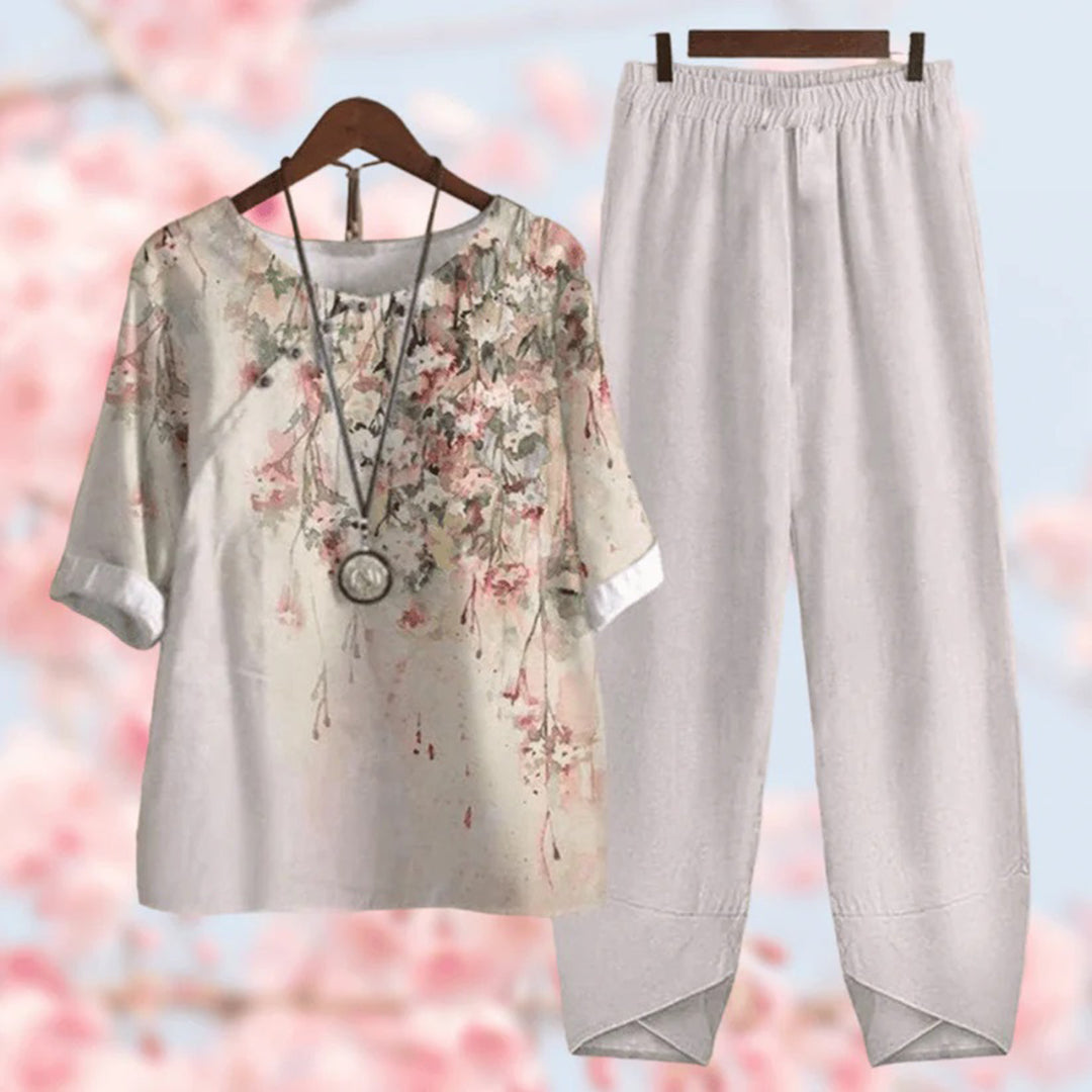 Elora – vintage bloemenprint tweedelige set