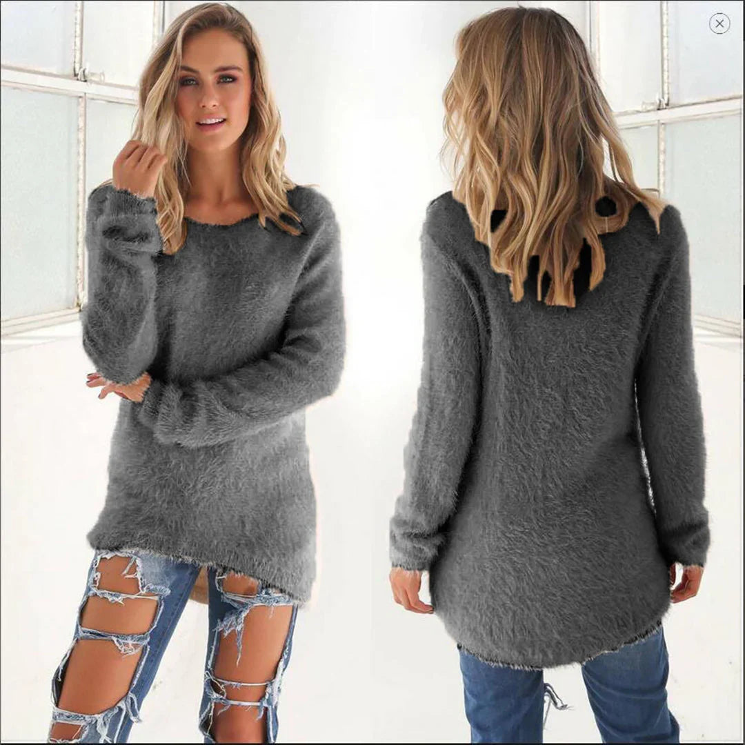 Warme fluffy sweater voor dames