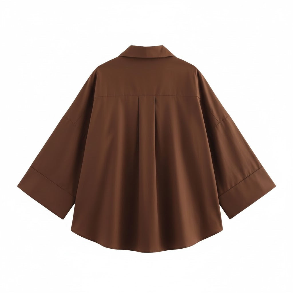 Blouse met lange mouwen en losse kraag voor vrouwen