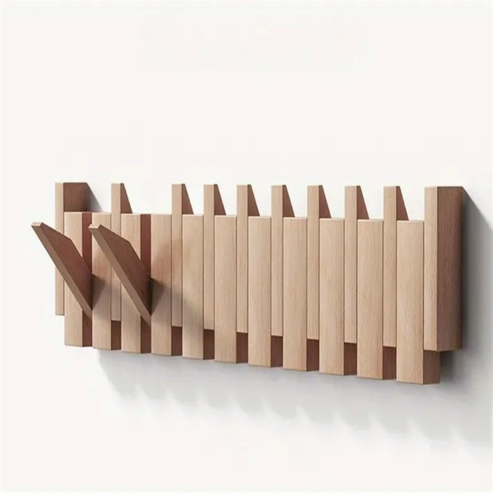 Houten wandkapstok – inklapbare haken met minimalistisch design
