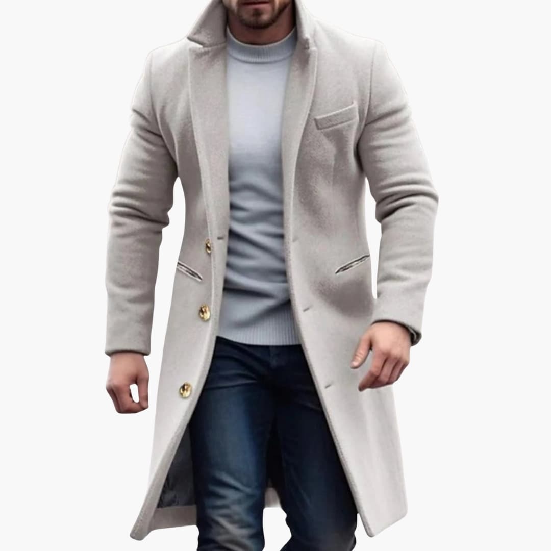 Lange herenjas met knoopsluiting
