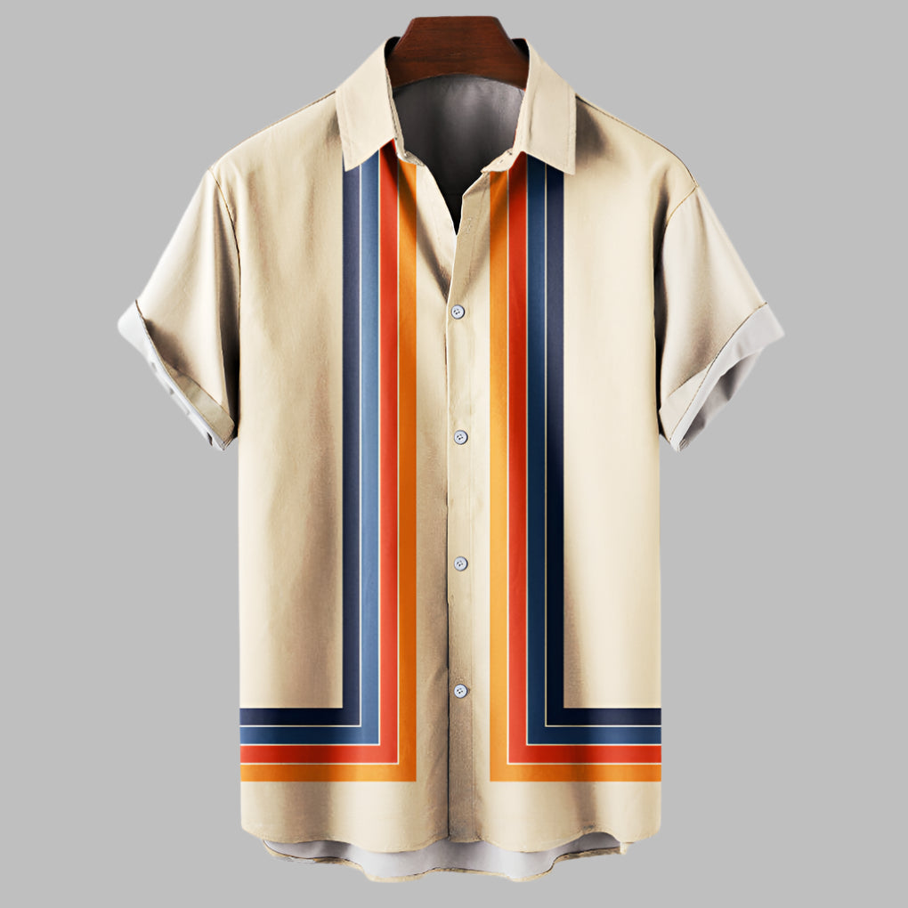 Retro losvallend herenoverhemd met korte mouwen