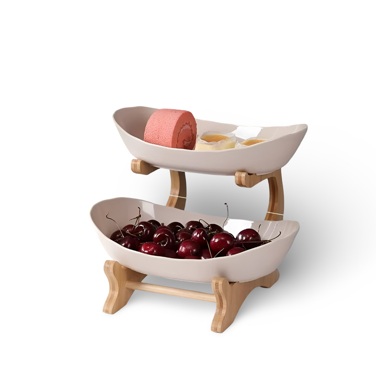 Houten Fruitmand met Meerdere Niveaus - Moderne Fruitschaal