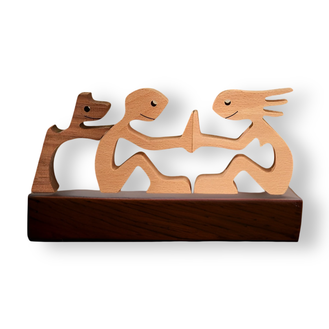 Paws of Love - Hond en Mens Houten Sculptuur Handgemaakt - Symbool van een Eeuwige Band
