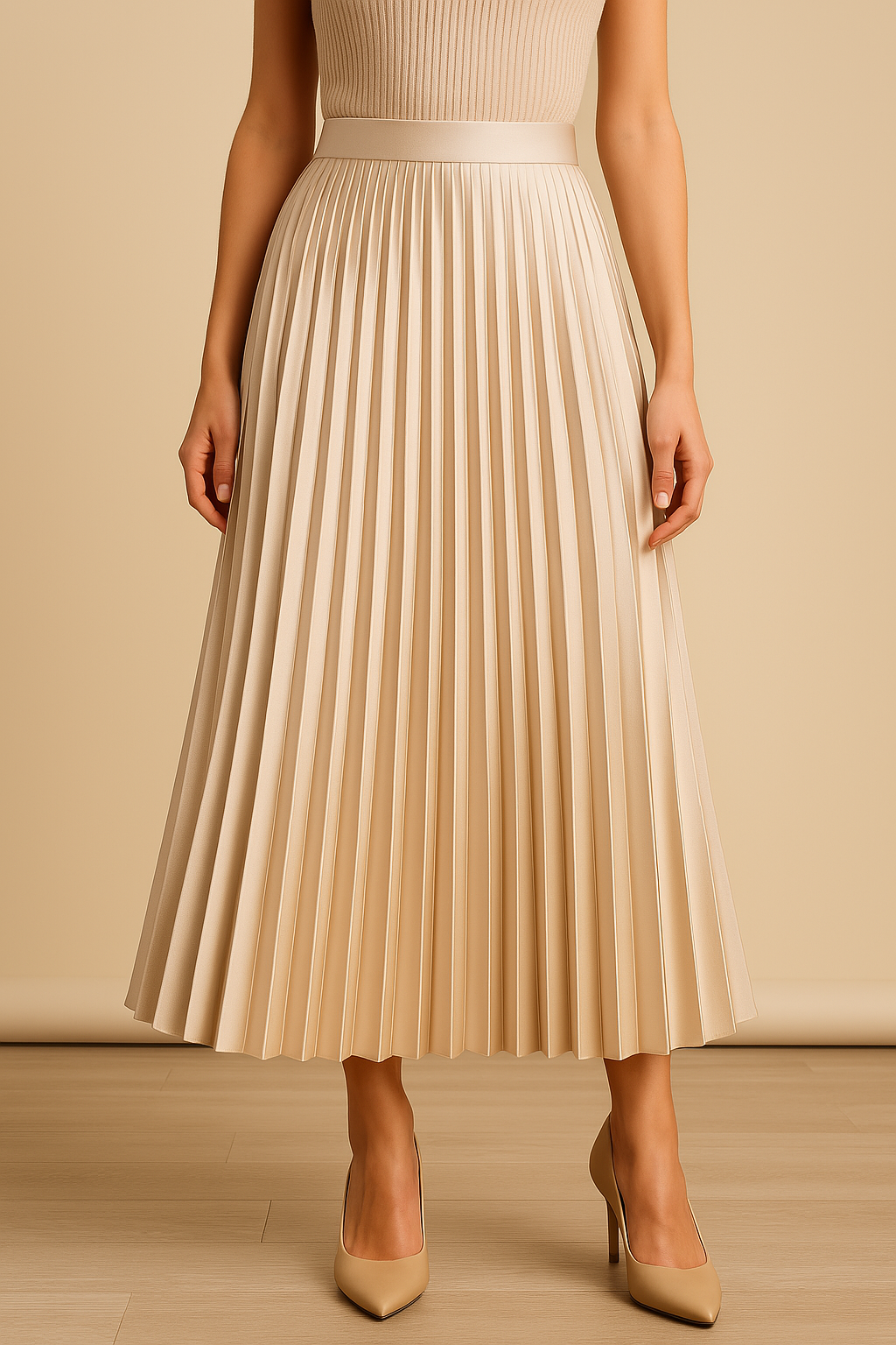 Elva – Satijnen Plissérok Hoge Taille