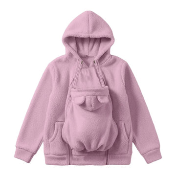 Gezellige sherpa-fleecehoodie met afneembaar ritsinzetstuk als babydrager