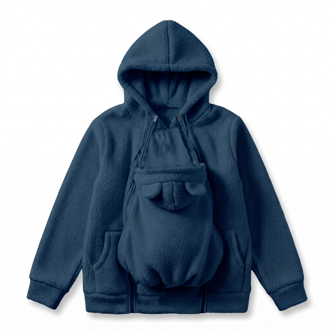 Gezellige sherpa-fleecehoodie met afneembaar ritsinzetstuk als babydrager