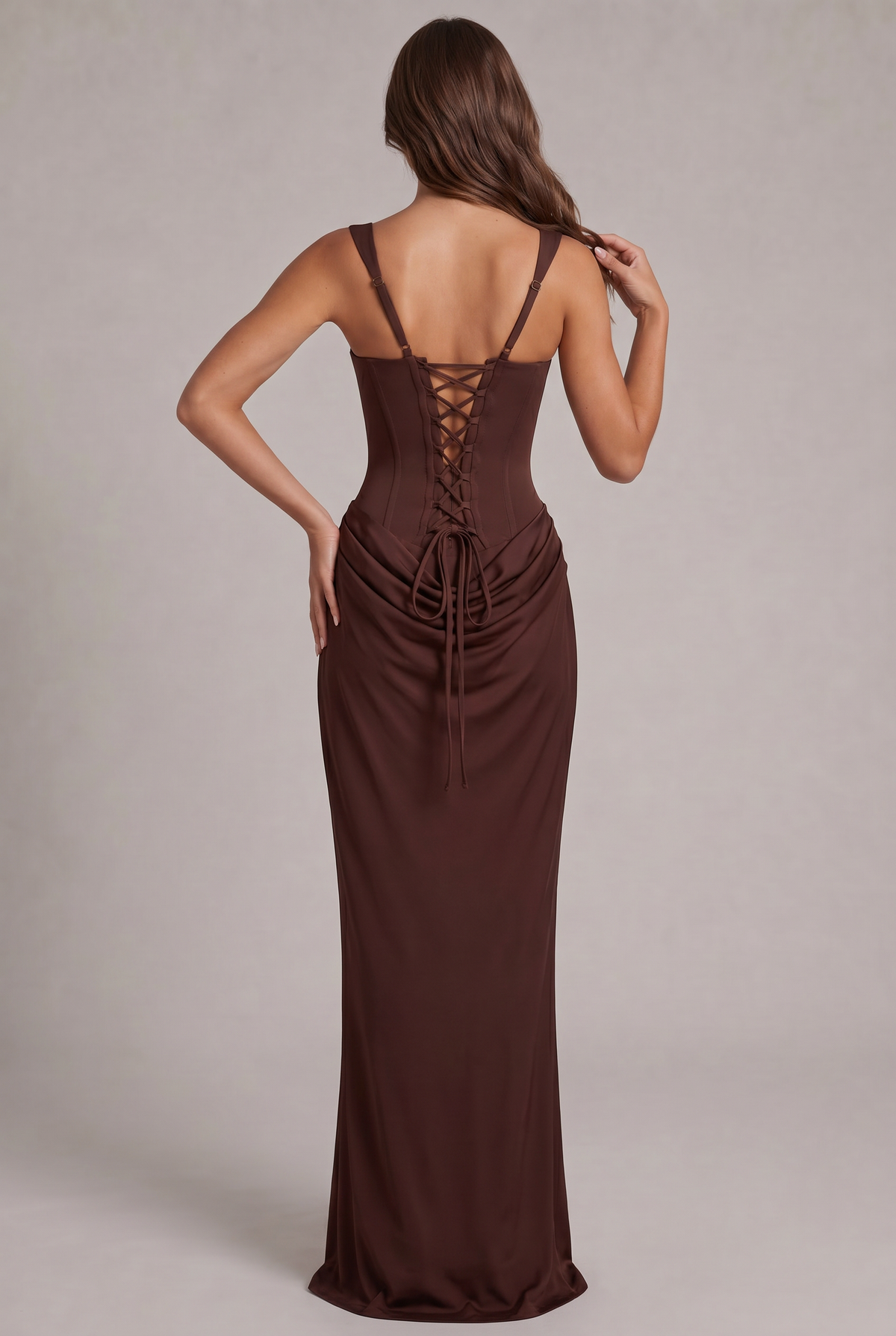 Maxi-jurk met gestructureerd corsetlijfje en vierkante hals
