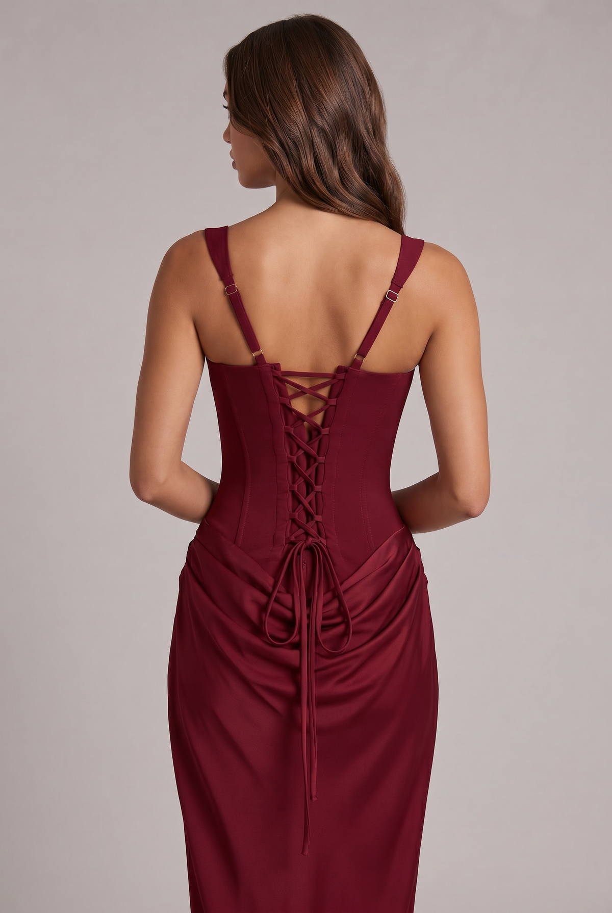 Maxi-jurk met gestructureerd corsetlijfje en vierkante hals
