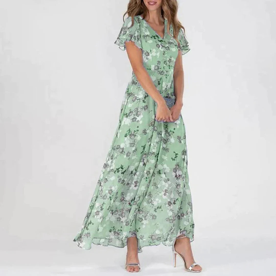 Celeste – Vintage Bloemenprint Maxi-jurk Dames