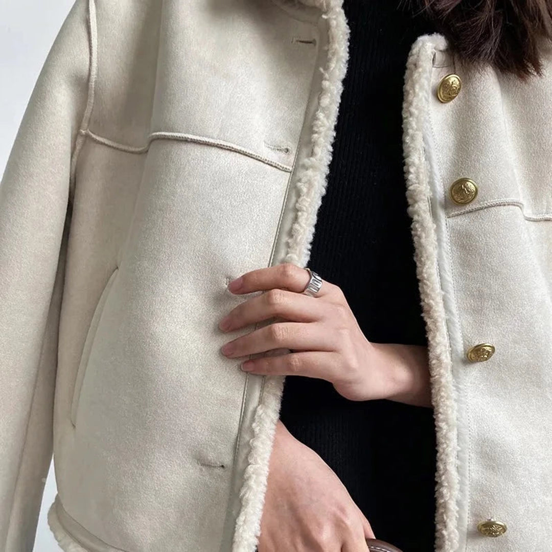 Warme faux fur motorjas voor dames