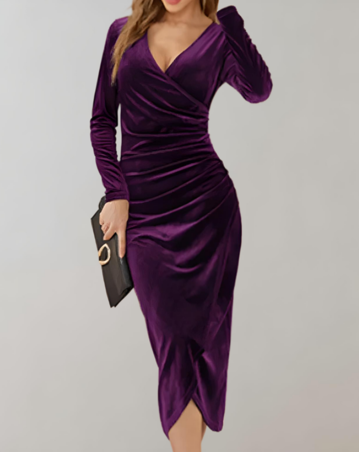 Noah - Fluwelen Bodycon Jurk Met lange Mouwen