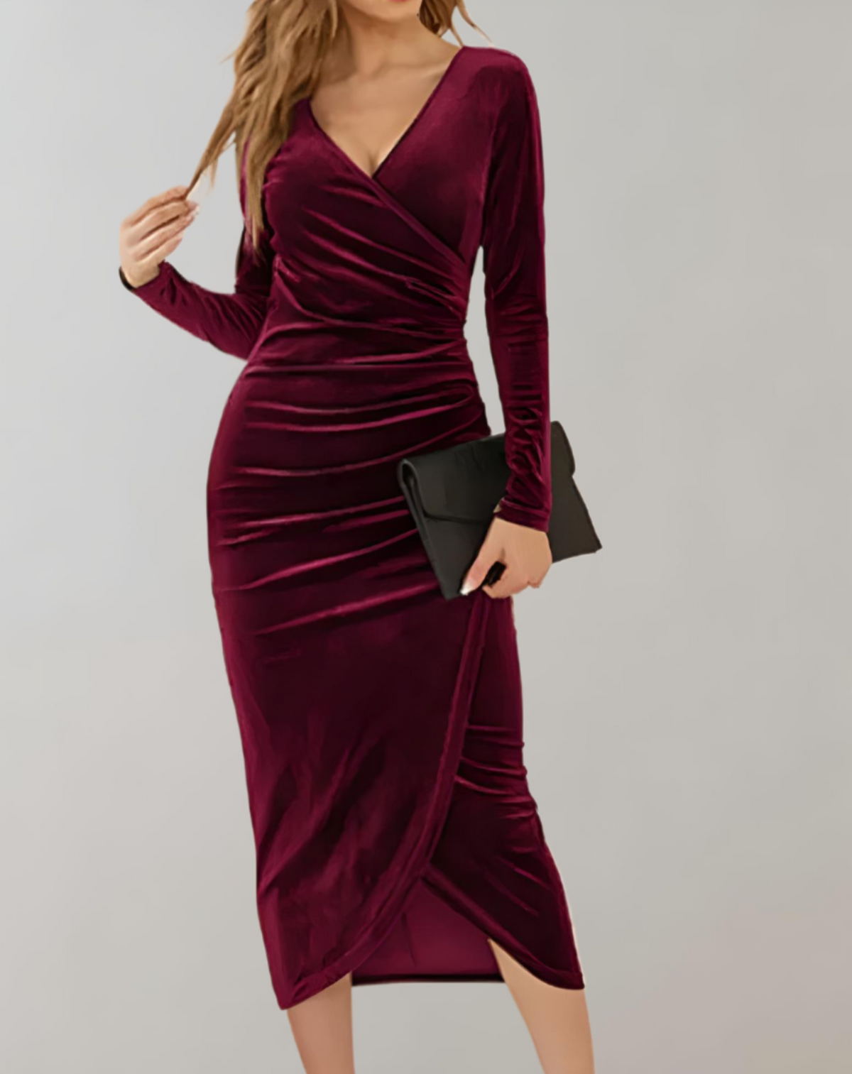 Noah - Fluwelen Bodycon Jurk Met lange Mouwen