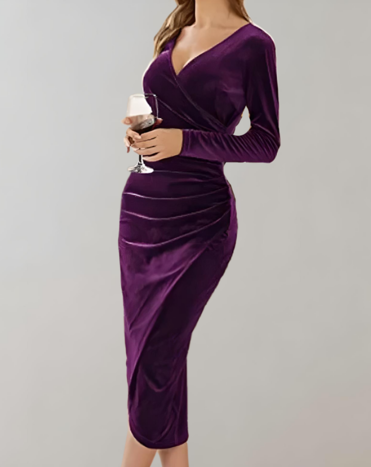 Noah - Fluwelen Bodycon Jurk Met lange Mouwen