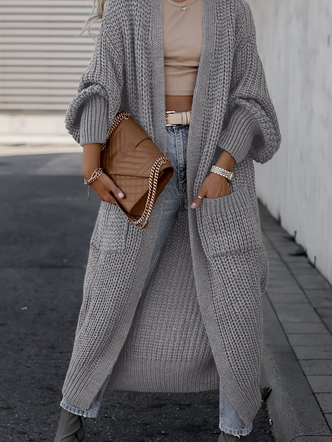 Elena - Losse Gebreide lange Cardigan Vest Voor Dames