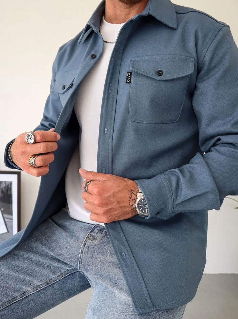 Heren Casual Shirt Jacket voor Herfst & Winter