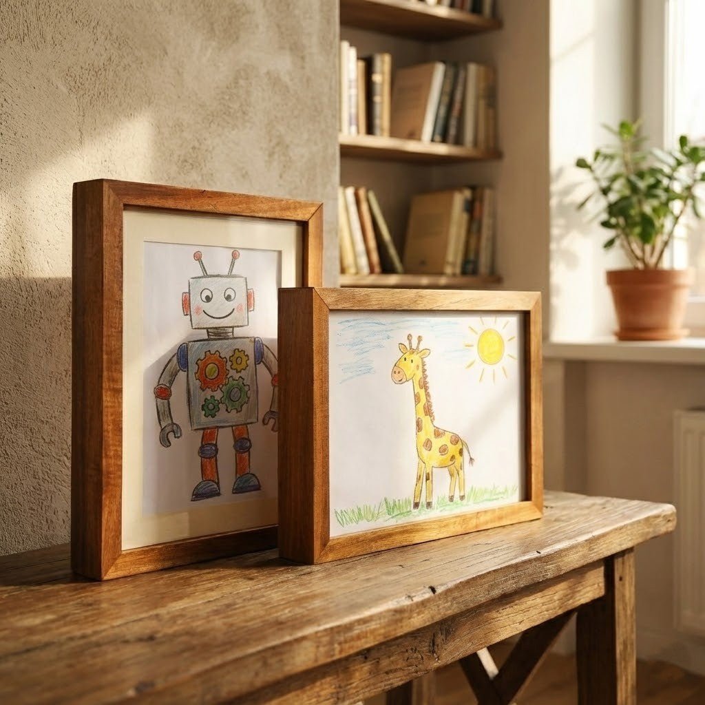 Kinderdisplaylijst met opbergruimte voor kunstwerkjes en knutselprojecten