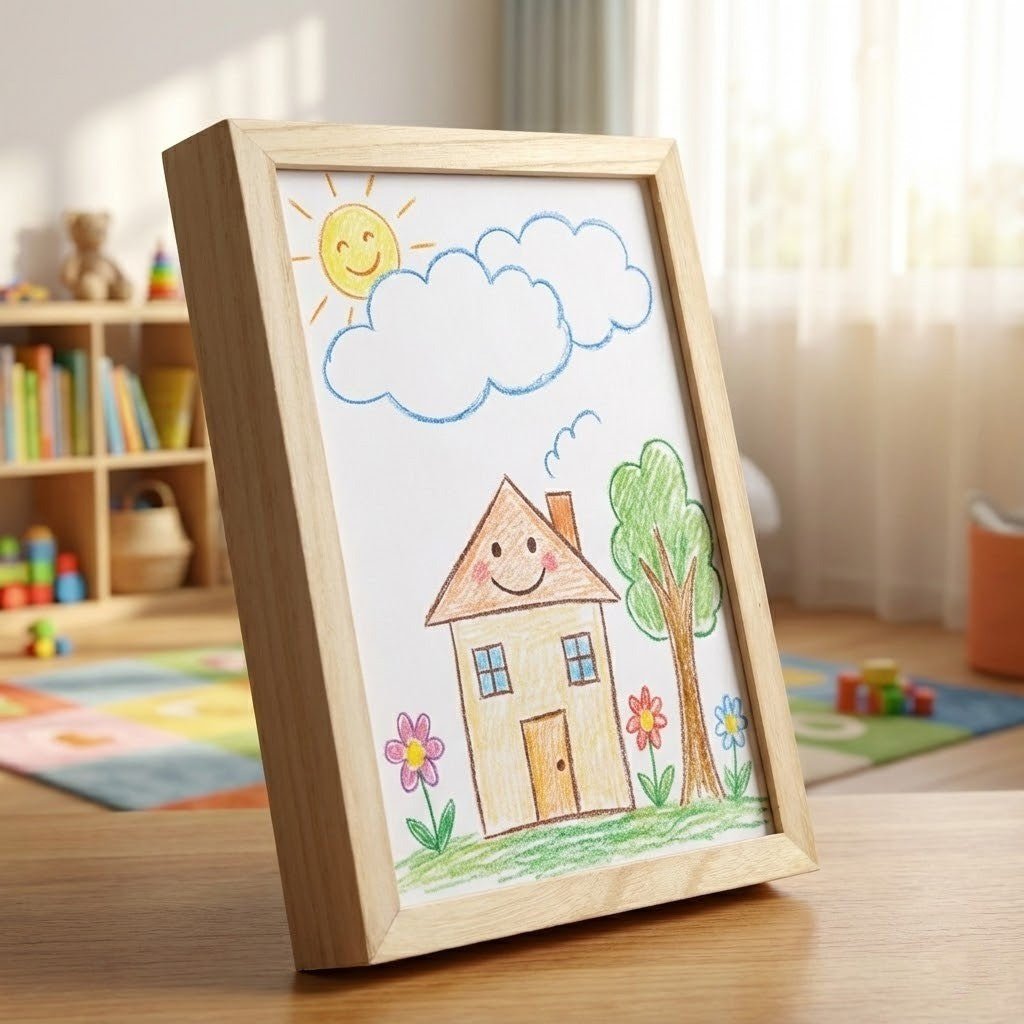 Kinderdisplaylijst met opbergruimte voor kunstwerkjes en knutselprojecten