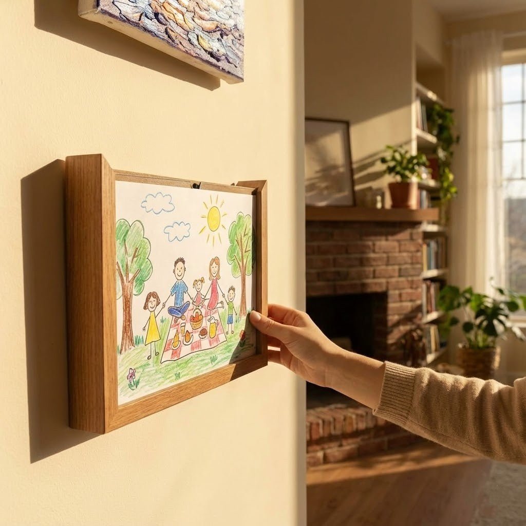 Kinderdisplaylijst met opbergruimte voor kunstwerkjes en knutselprojecten