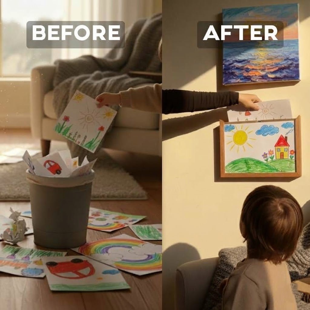 Kinderdisplaylijst met opbergruimte voor kunstwerkjes en knutselprojecten