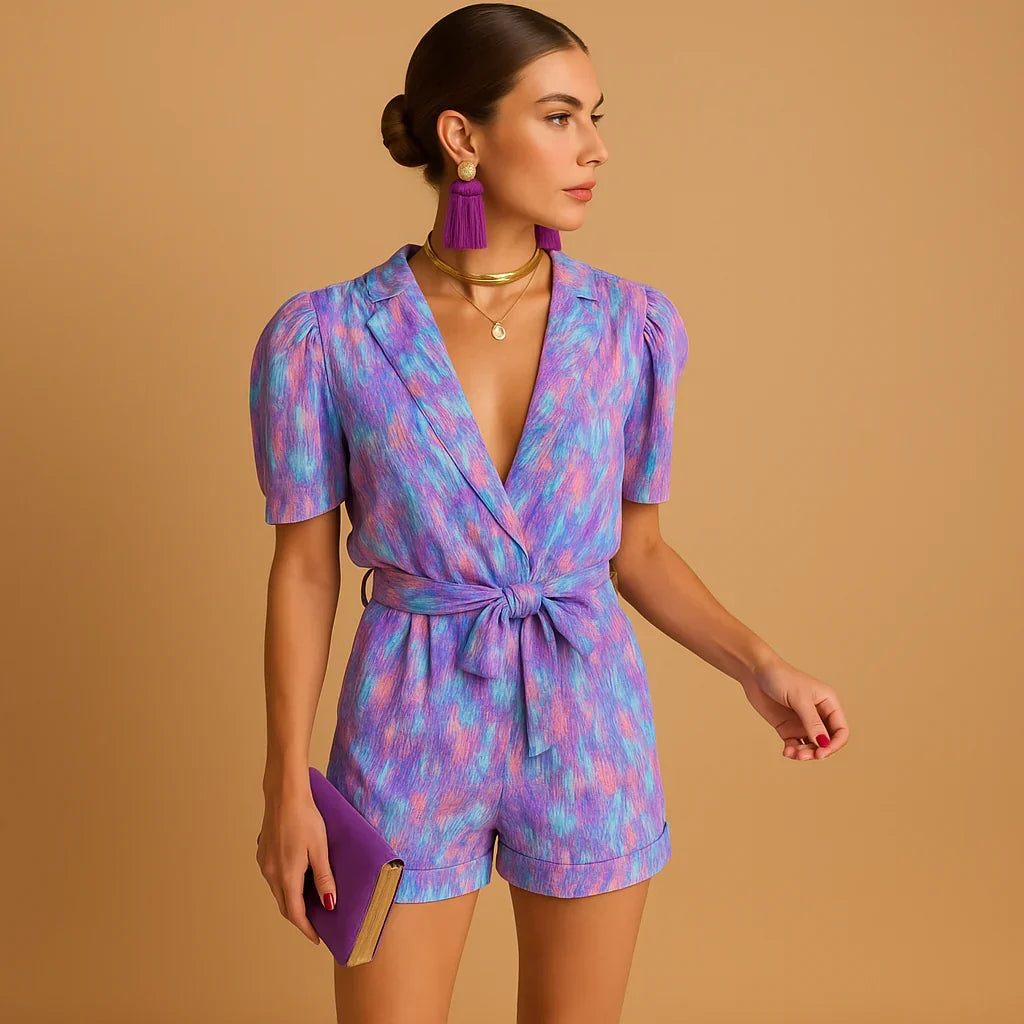 Speelse Zomerjumpsuit met Pofmouwen