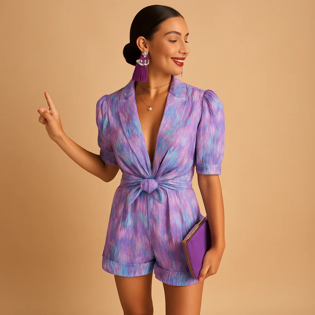 Speelse Zomerjumpsuit met Pofmouwen