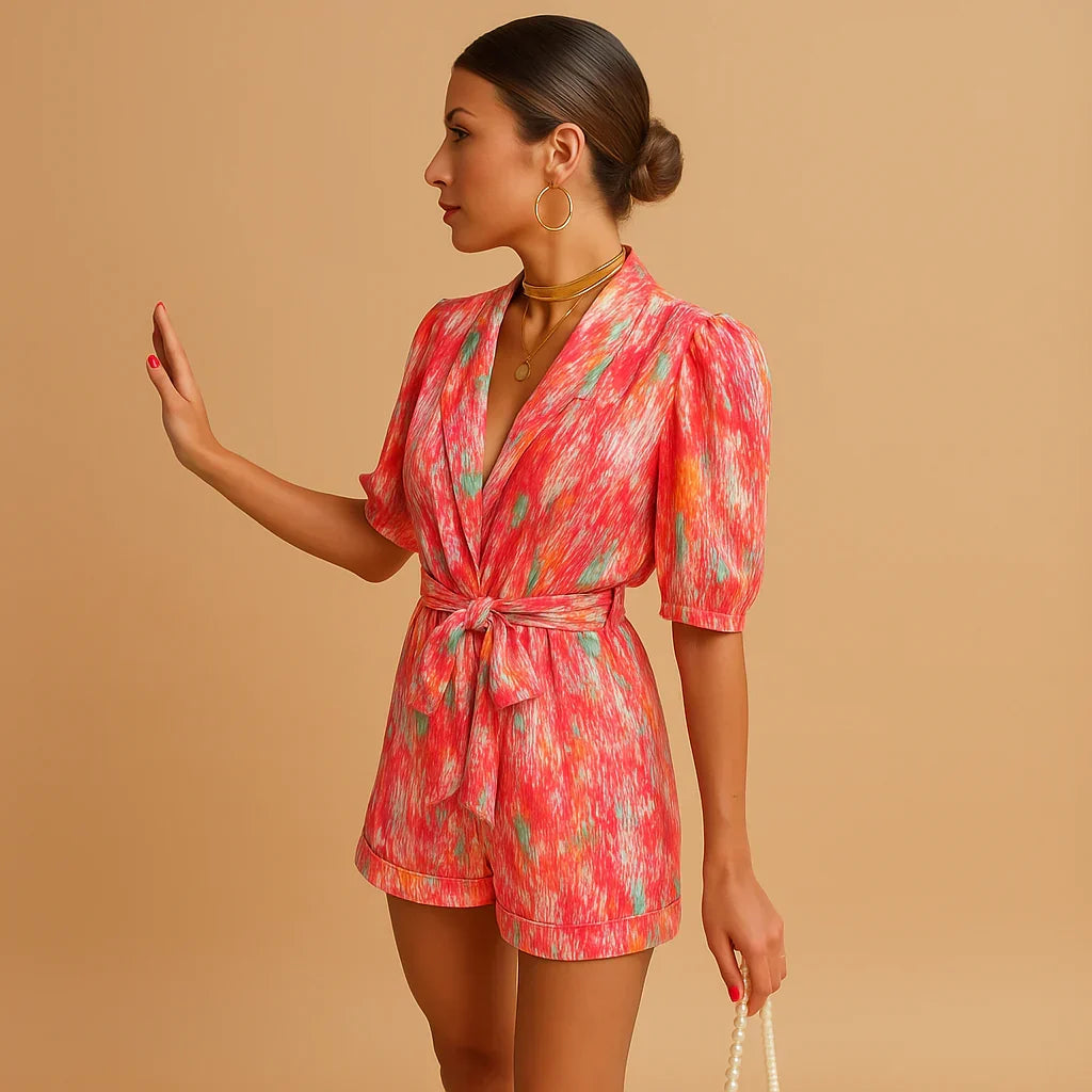 Speelse Zomerjumpsuit met Pofmouwen