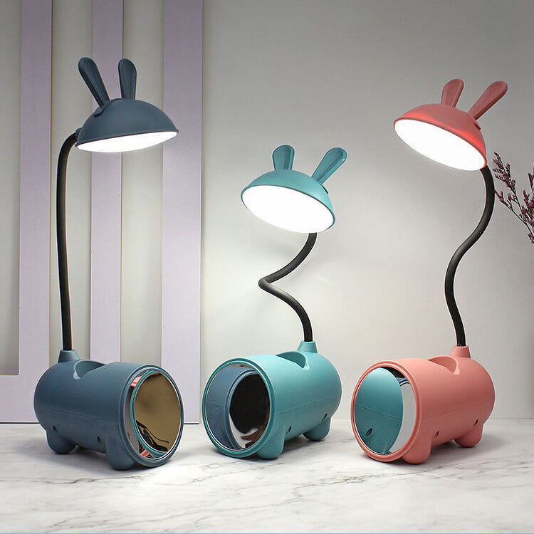 Konijn-LED-bureaulamp met pennenhouder – aanraakbediening & USB-opladen voor meisjes