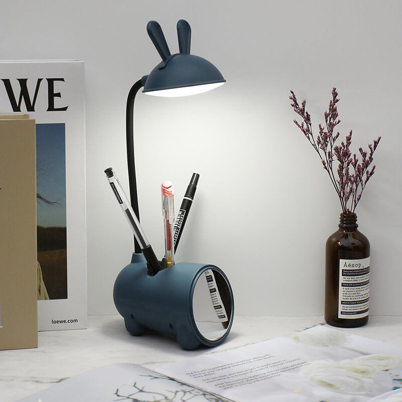 Konijn-LED-bureaulamp met pennenhouder – aanraakbediening & USB-opladen voor meisjes