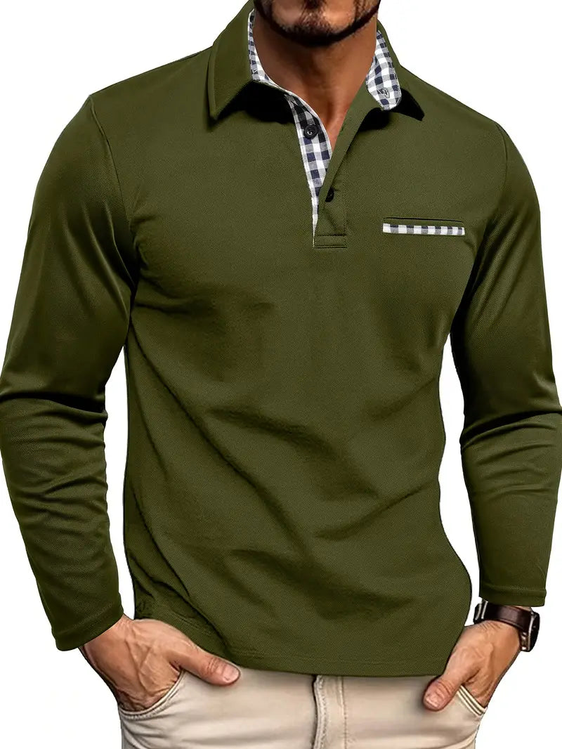 Herenpolo met lange mouwen | Fijn contrastdetail & comfort voor elke dag