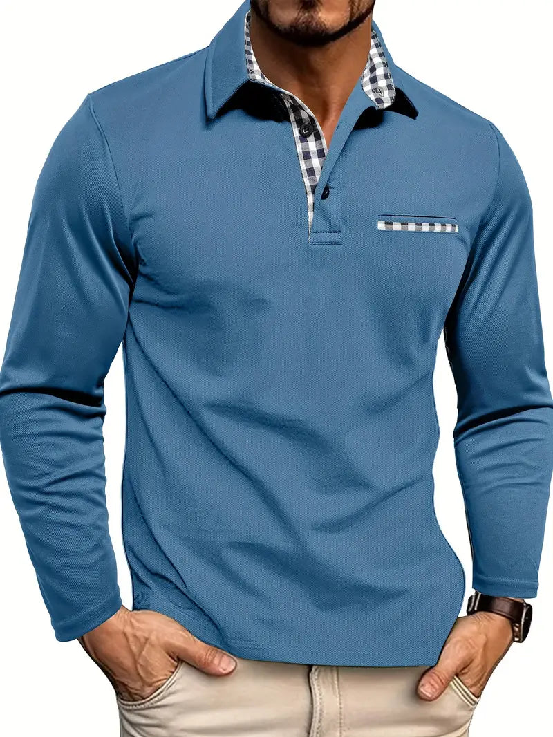 Herenpolo met lange mouwen | Fijn contrastdetail & comfort voor elke dag