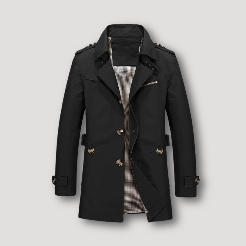 Lange trenchcoat met geruite voering voor heren