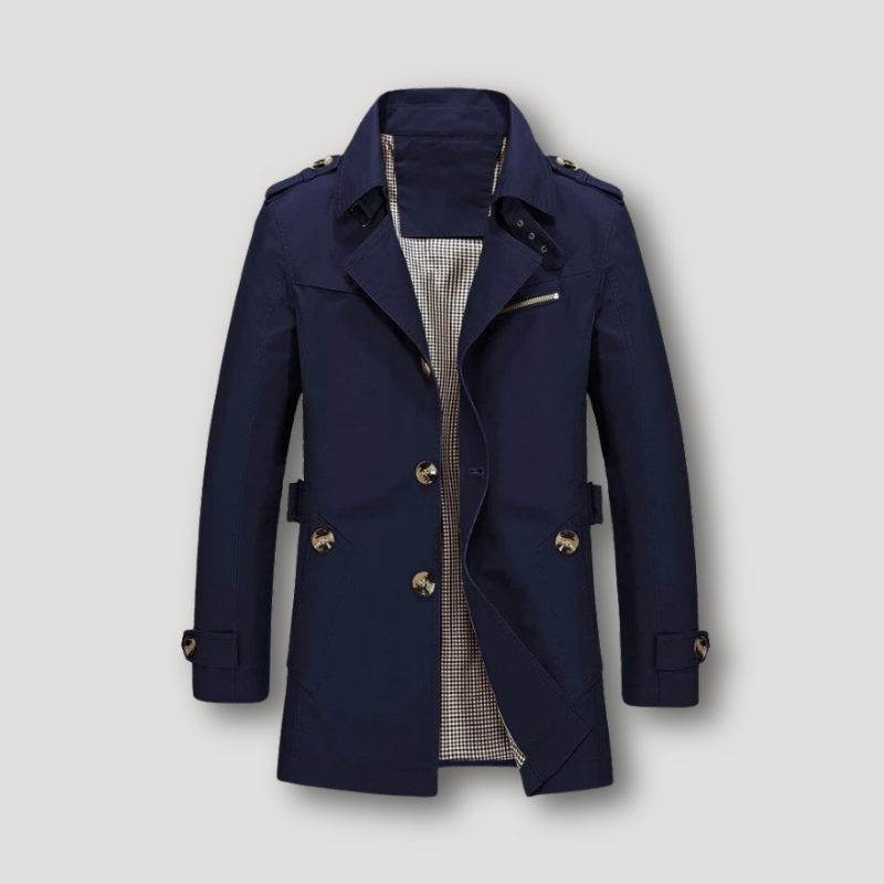 Lange trenchcoat met geruite voering voor heren