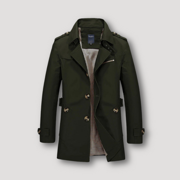 Lange trenchcoat met geruite voering voor heren