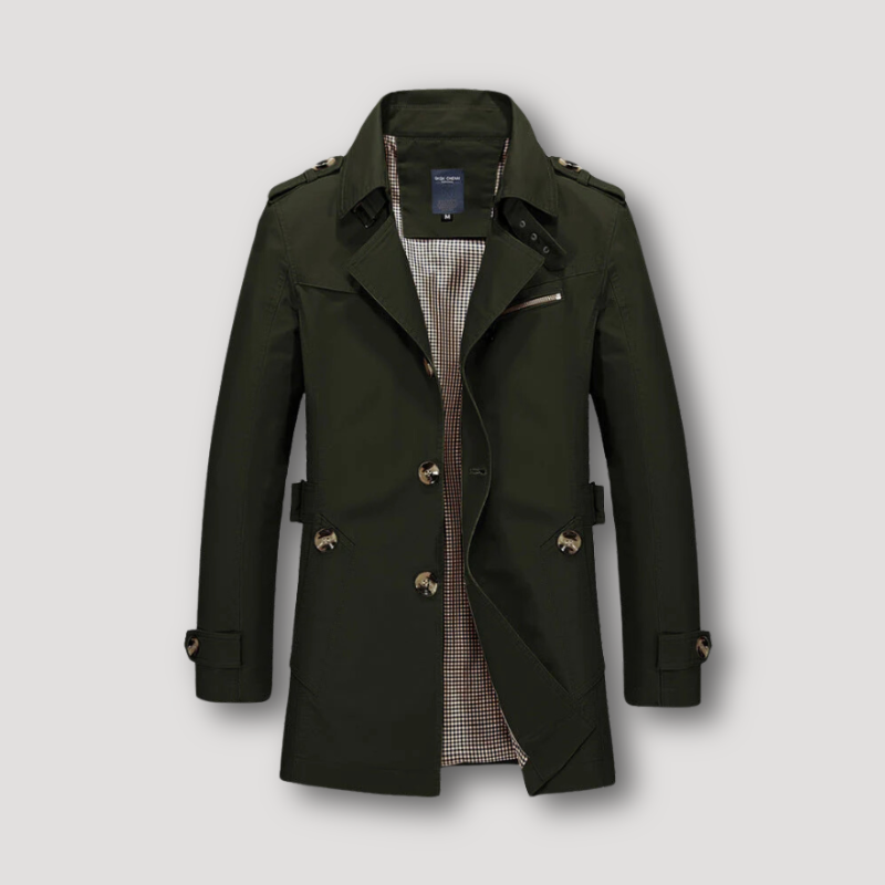 Lange trenchcoat met geruite voering voor heren