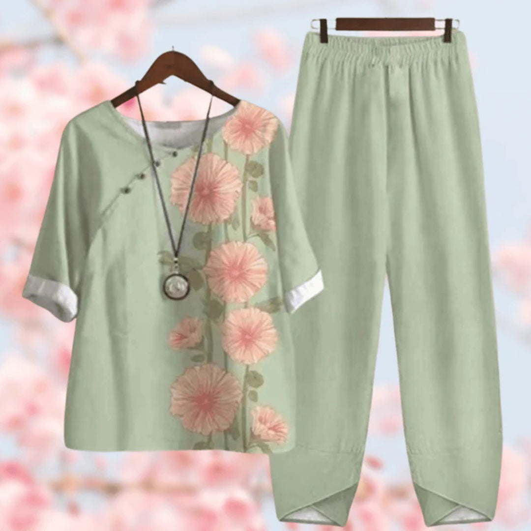 Elora – vintage bloemenprint tweedelige set