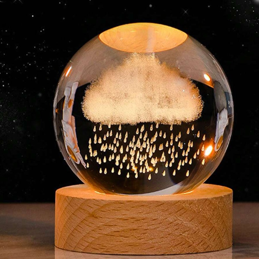 Verlichte kristallen bol met maan