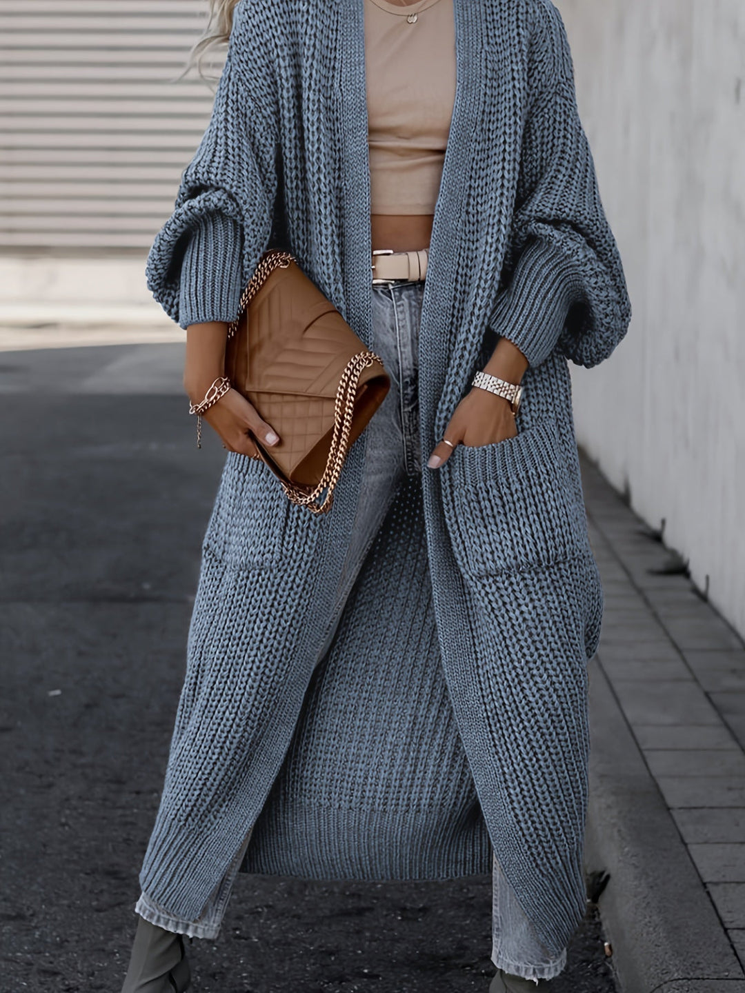 Elena - Losse Gebreide lange Cardigan Vest Voor Dames